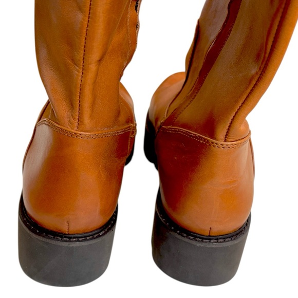 EUC Franco Sarto Leather Balin Lug Sole Wide Calf Knee High Boots Tan Size 11 - Picture 7 of 11